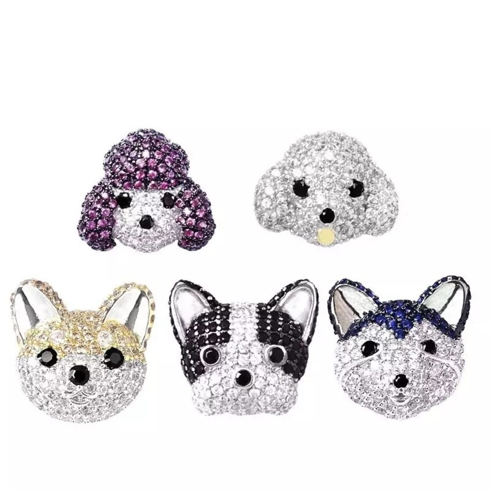 Pandora Cute Iced CZ Sparkling Diamond Cutie Dog Earrings - Picture 14 of 15